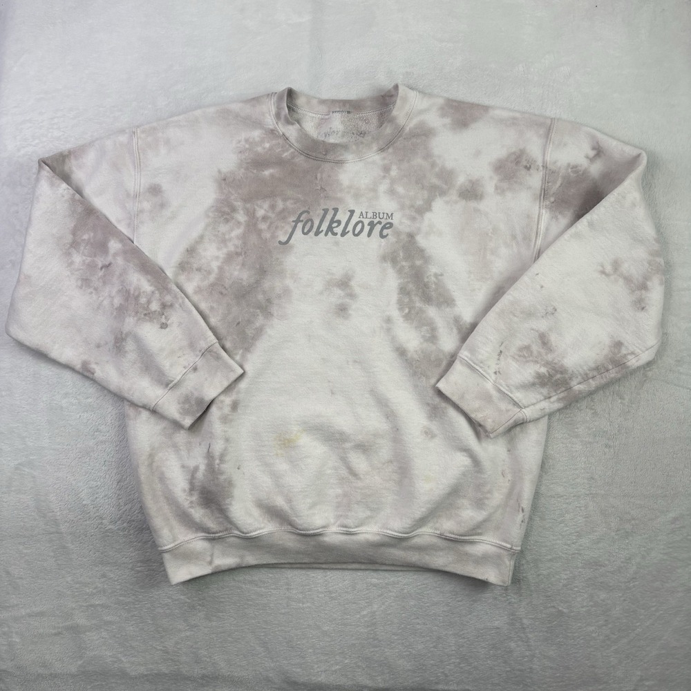 Taylor Swift Folklore Album Tie-Dye Long Sleeve Fleece Sweatshirt Women's XL